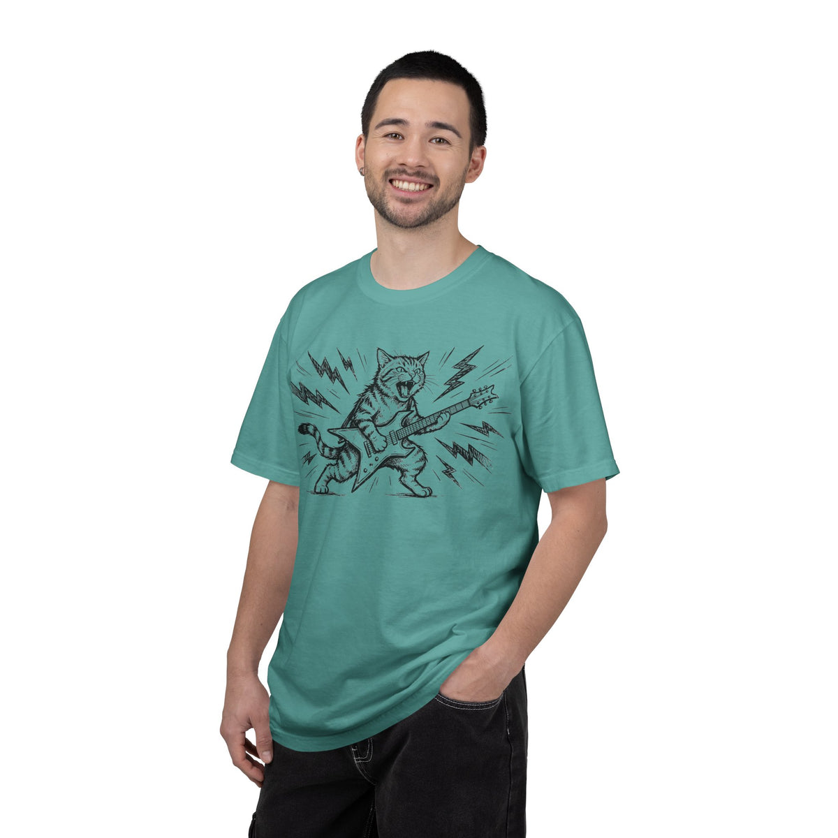 Rock Star Cat Shirt, Electric Guitar Cat Tee, Funny Heavy Metal Cat Shirt, Cat Lover Gift