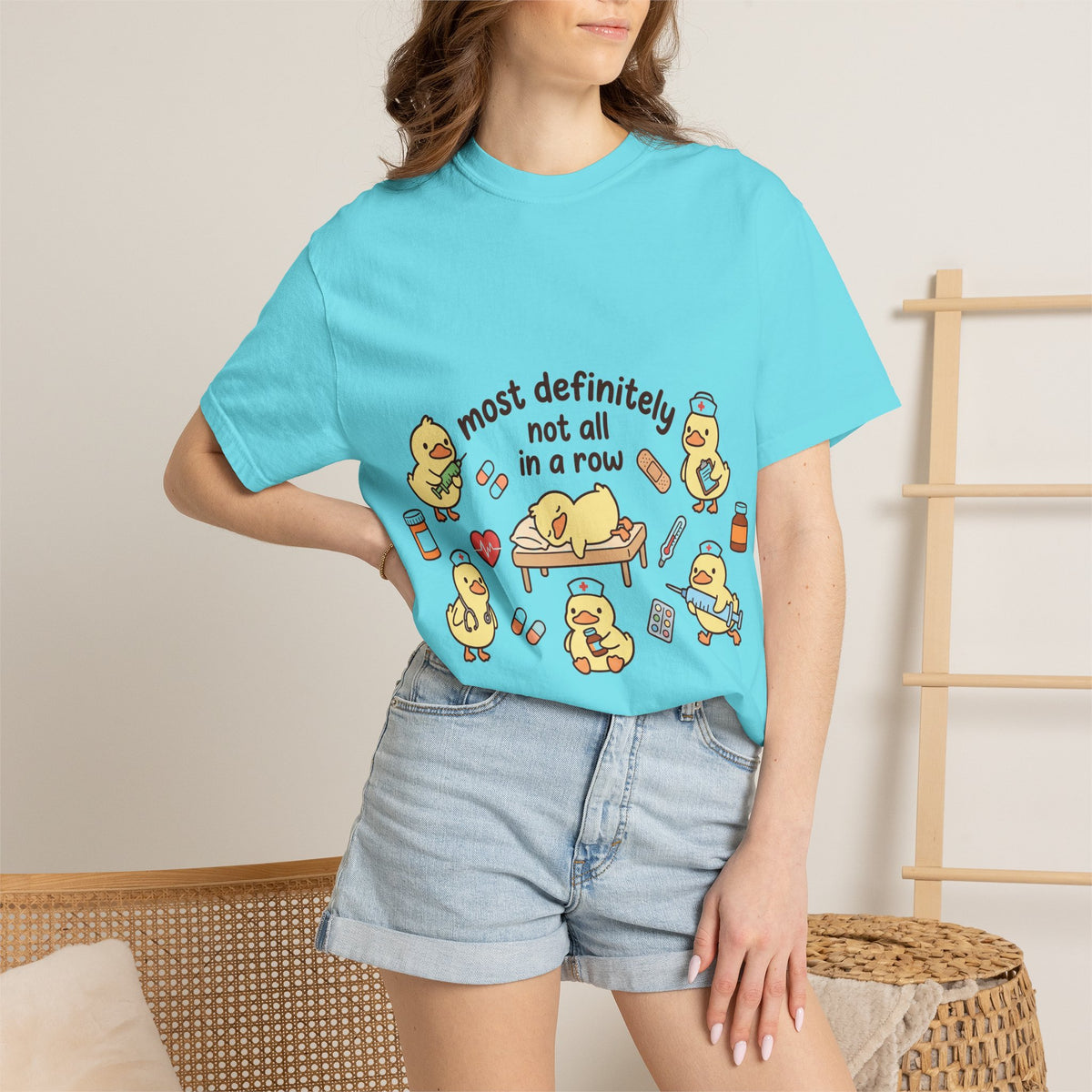 Most Definitely Not All In A Row Shirt, Funny Nurse Duck Tee, Cute Duckling Nurse Shirt, RN Gift