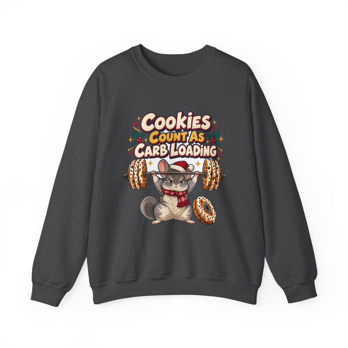 Funny Gym Christmas Sweatshirt Cookies Count As Carb Loading Shirt, Funny Holiday Gift Tee, Christmas Gift Idea
