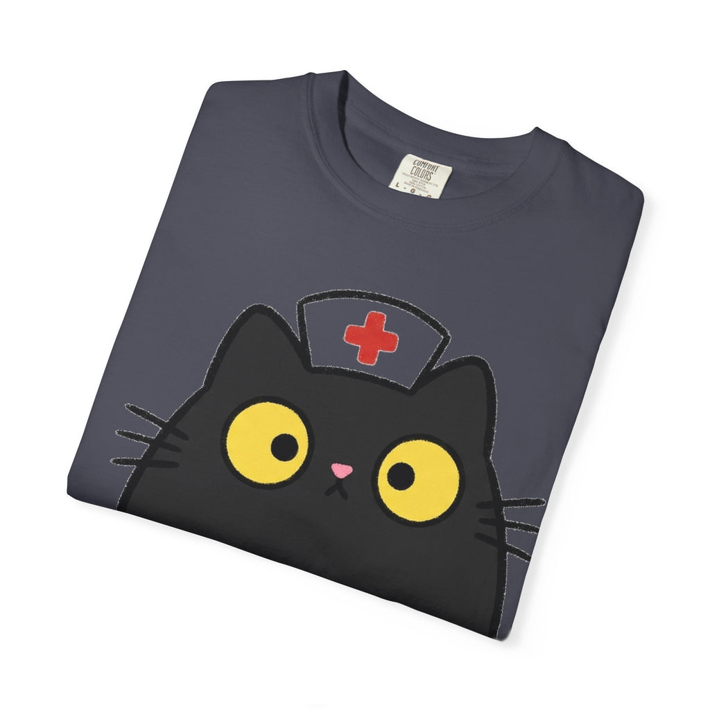 Kawaii Black Cat Nurse Shirt, Cute Cat In Nurse Cap Tee, Funny Nurse Cat Shirt, RN Gift