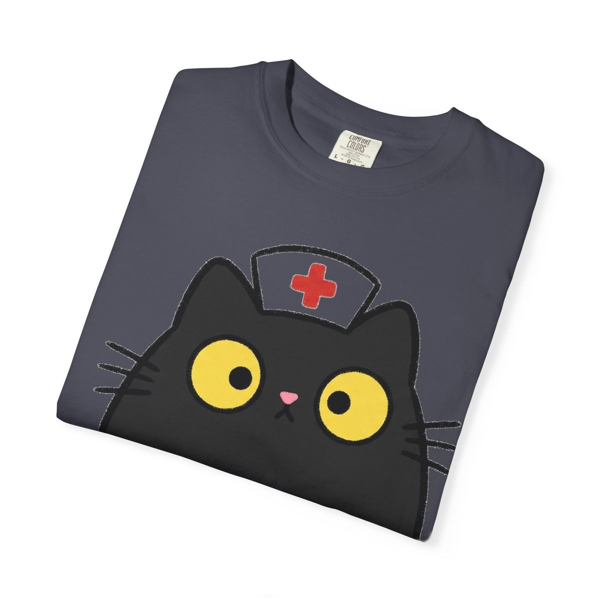Kawaii Black Cat Nurse Shirt, Cute Cat In Nurse Cap Tee, Funny Nurse Cat Shirt, RN Gift