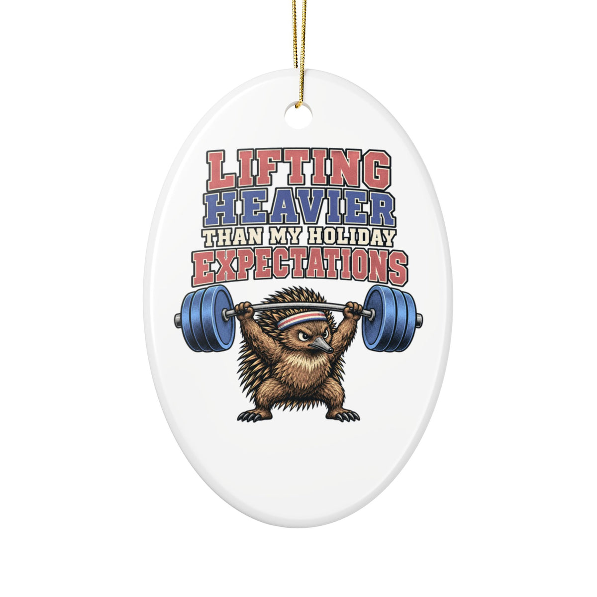 Lifting Heavier Than My Holiday Expectations Ornament, Funny Gym Lover Christmas Gift, Ceramic Christmas Ornament 2026