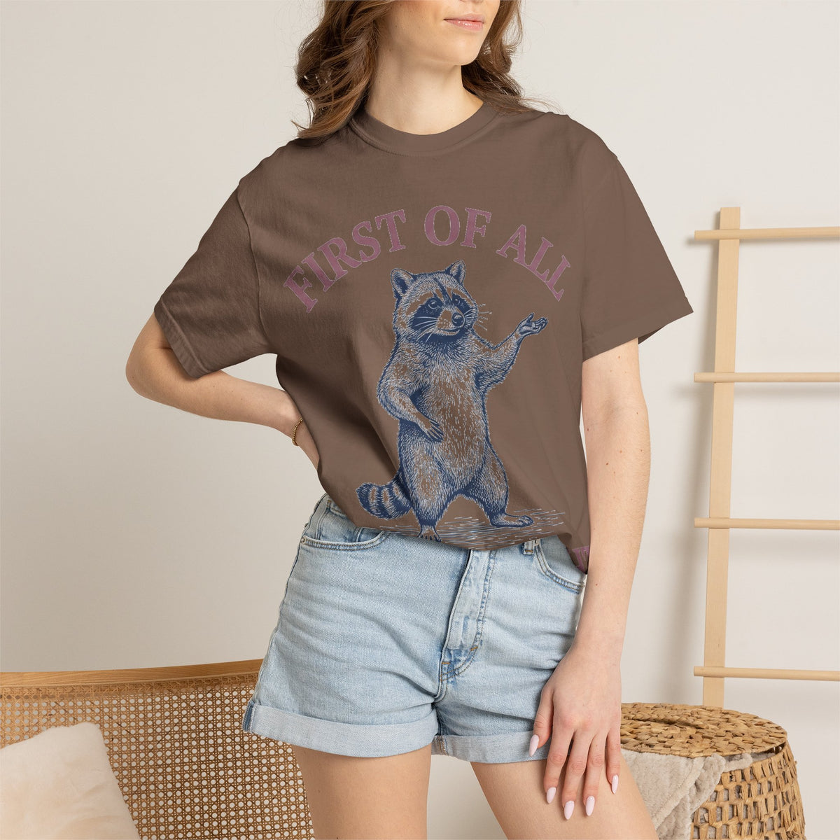 First Of All I'm A Delight Shirt, Funny Raccoon Tee, Sassy Vintage Engraving Shirt, Sarcastic Gift