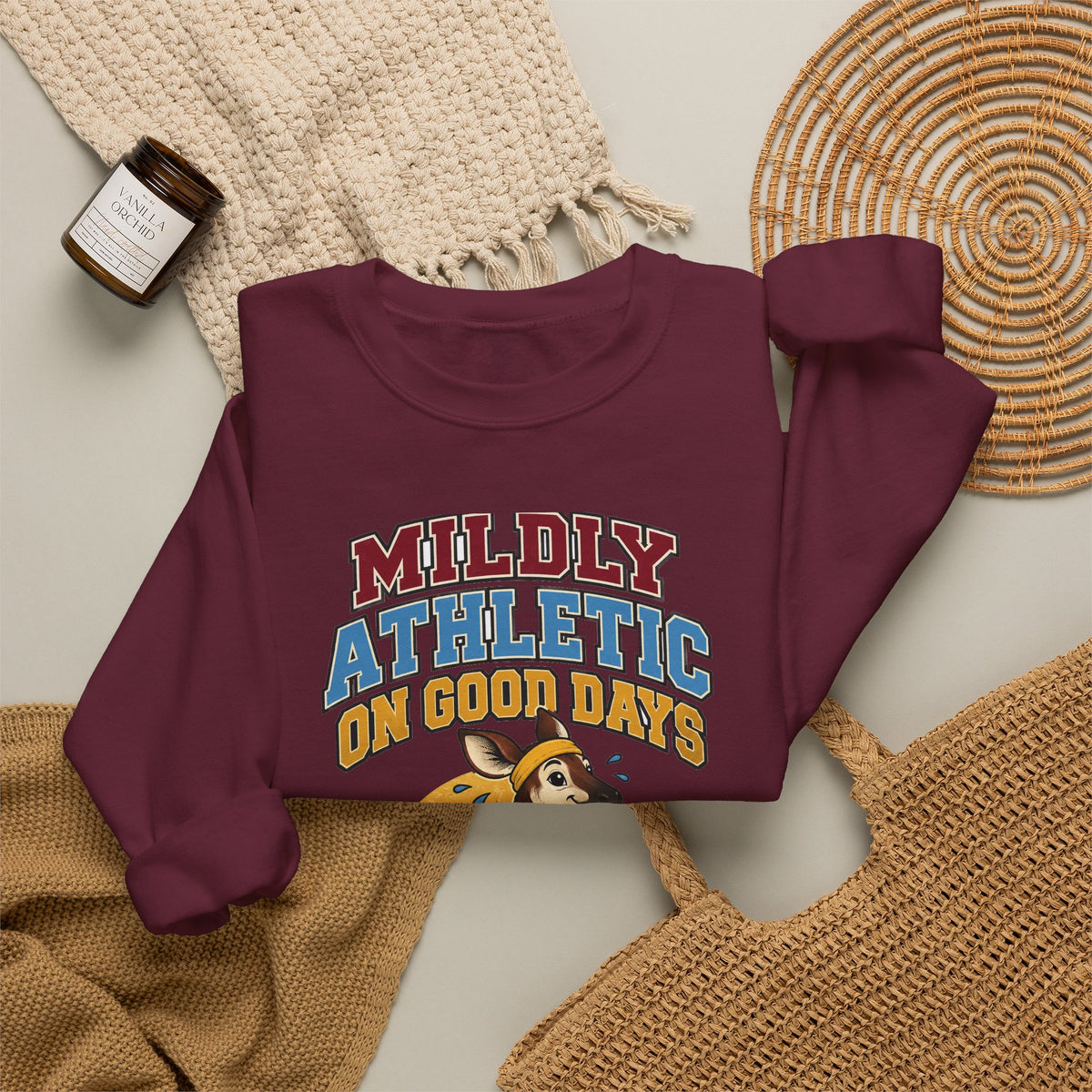 Funny Gym Sweatshirt Mildly Athletic On Good Days Running Humor Workout Comfort Colors Tee