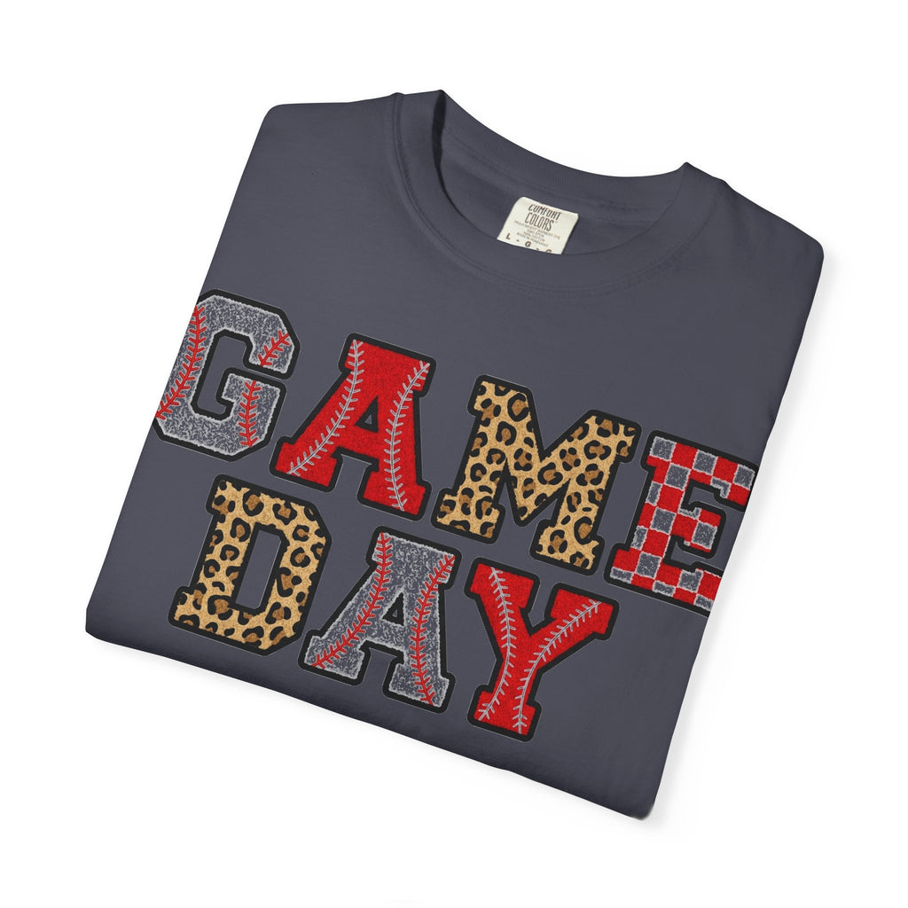 Game Day Varsity Patch Shirt, Baseball Leopard Letter Tee, Sports Mom Shirt, Baseball Mom Gift