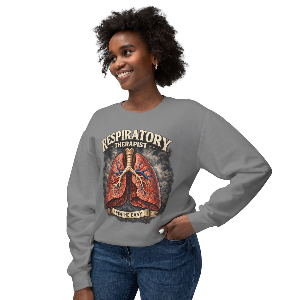 Respiratory Therapist Crewneck Sweatshirt — I Breathe Easy Pulmonology Pulmonary Care Gift