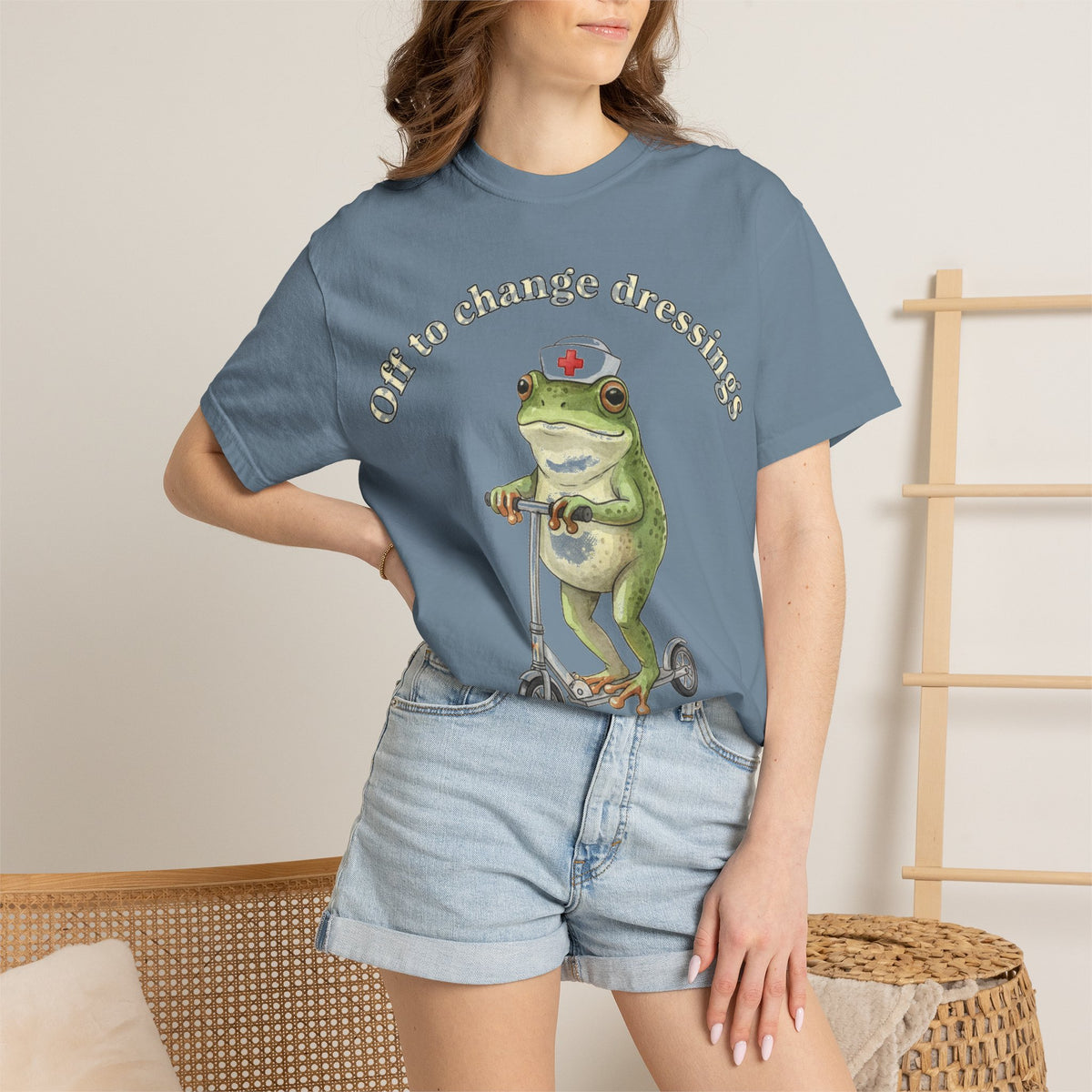 Off To Change Dressings Shirt, Funny Nurse Frog Scooter Tee, Wound Care Nurse Shirt, RN Gift