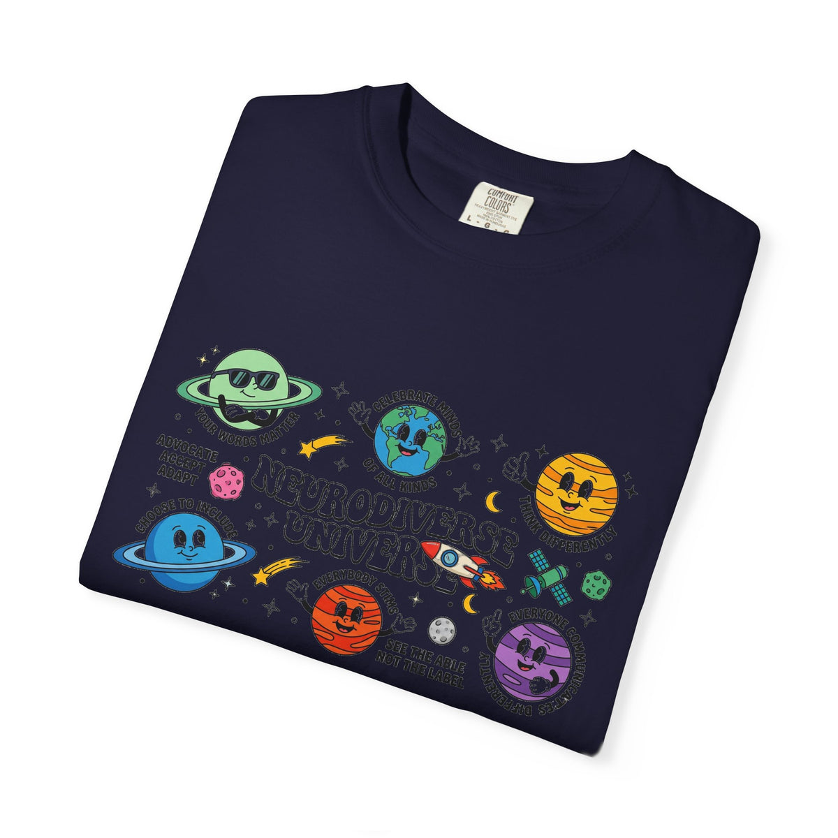 Neurodiverse Universe Wide Shirt, Autism Acceptance Planets Tee, Inclusion Teacher Shirt, SPED Gift