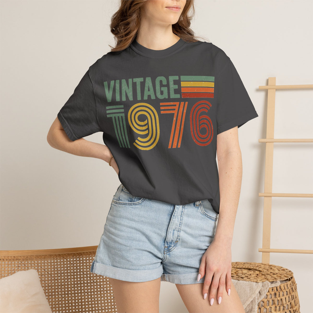 Vintage 1976 Wide Shirt, Retro Striped Birth Year Tee, 50th Birthday Shirt, 1976 Gift
