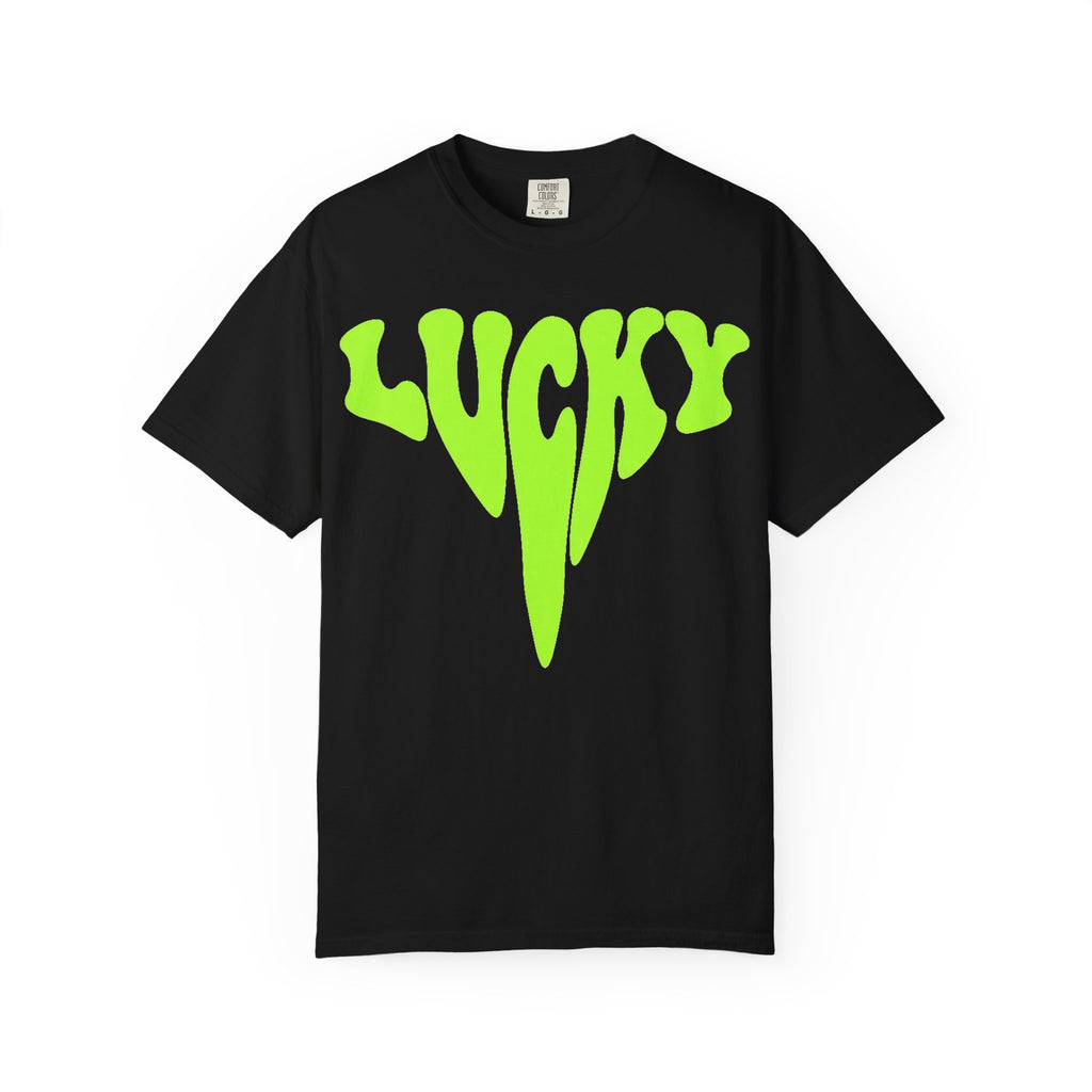 Lucky Drip Shirt, Neon Psychedelic Lettering Tee, Trippy St Patricks Day Shirt, Rave Gift