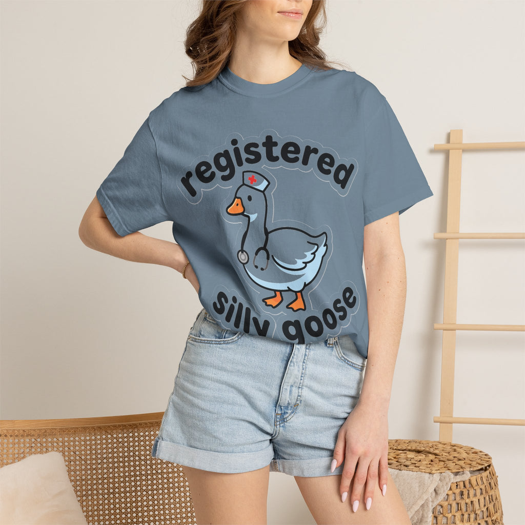Registered Silly Goose Sticker Style Shirt, Die Cut Nurse Goose Tee, Funny RN Shirt, Nurse Gift