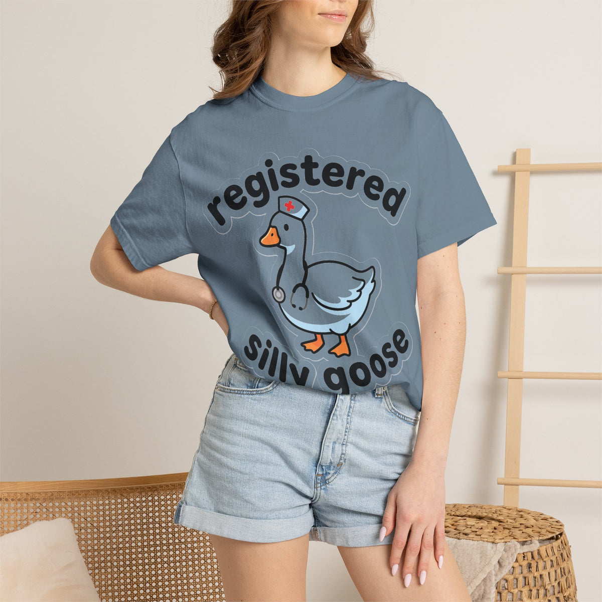 Registered Silly Goose Sticker Style Shirt, Die Cut Nurse Goose Tee, Funny RN Shirt, Nurse Gift