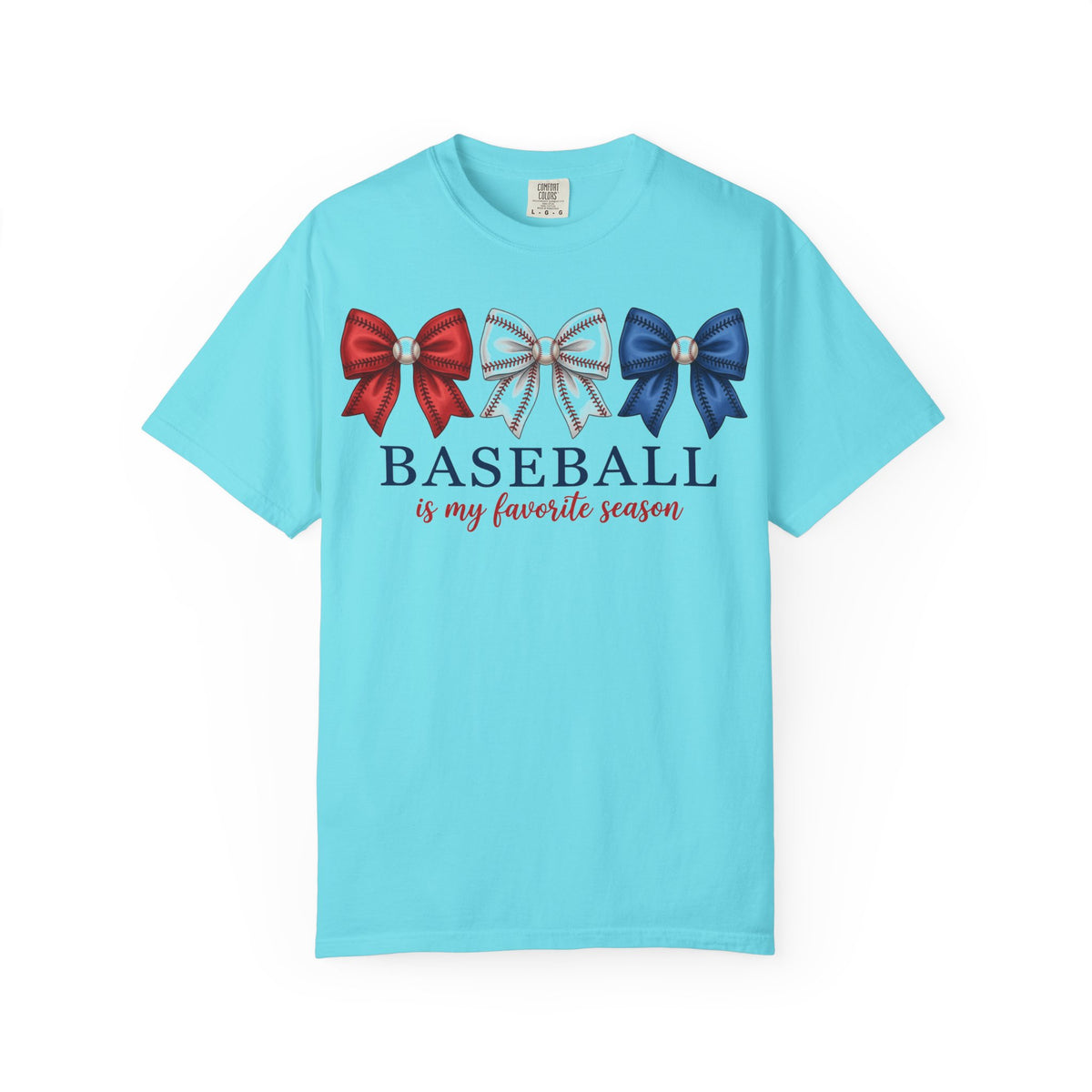 Baseball Is My Favorite Season Tee, Small Bow Trio Baseball Shirt, Coquette Sports Mom Shirt, Game Day Gift