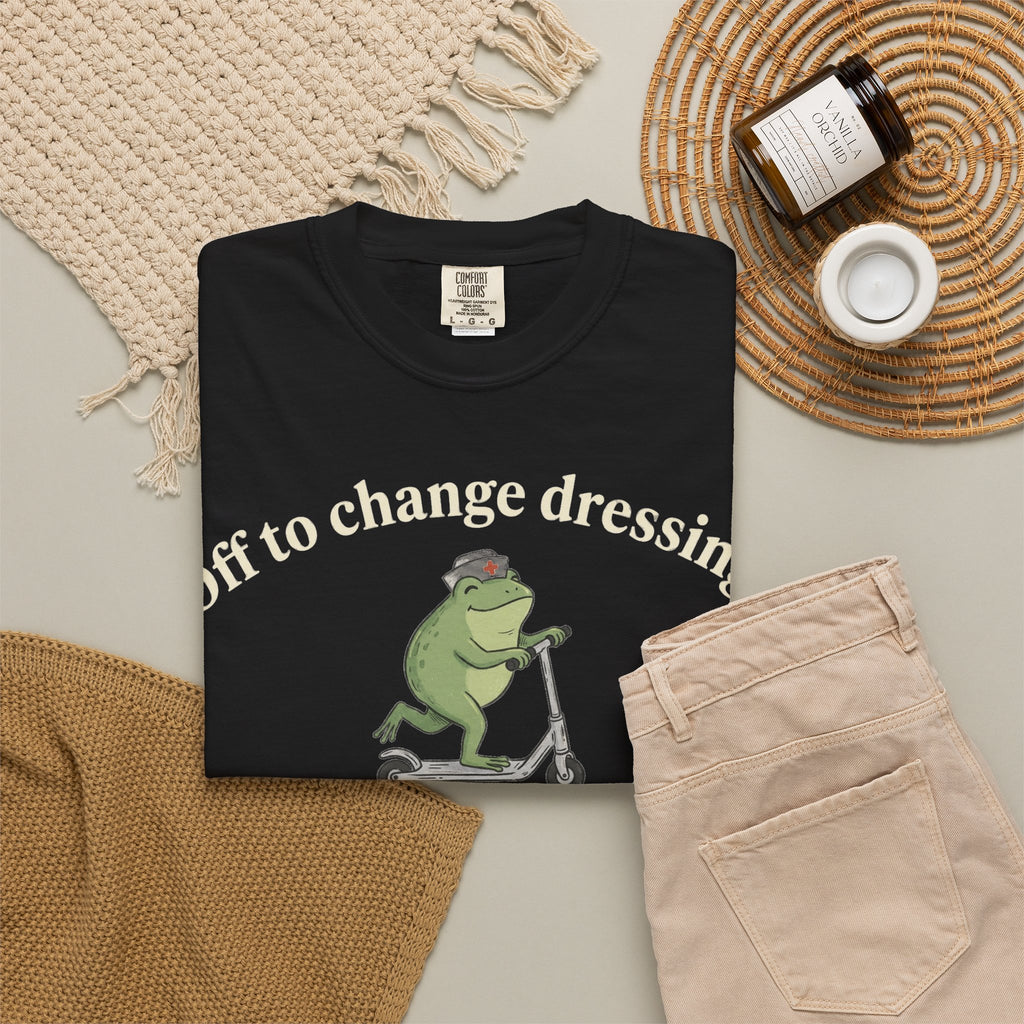 Off To Change Dressings Wide Shirt, Nurse Frog On A Scooter Tee, Funny Wound Care Shirt, RN Gift