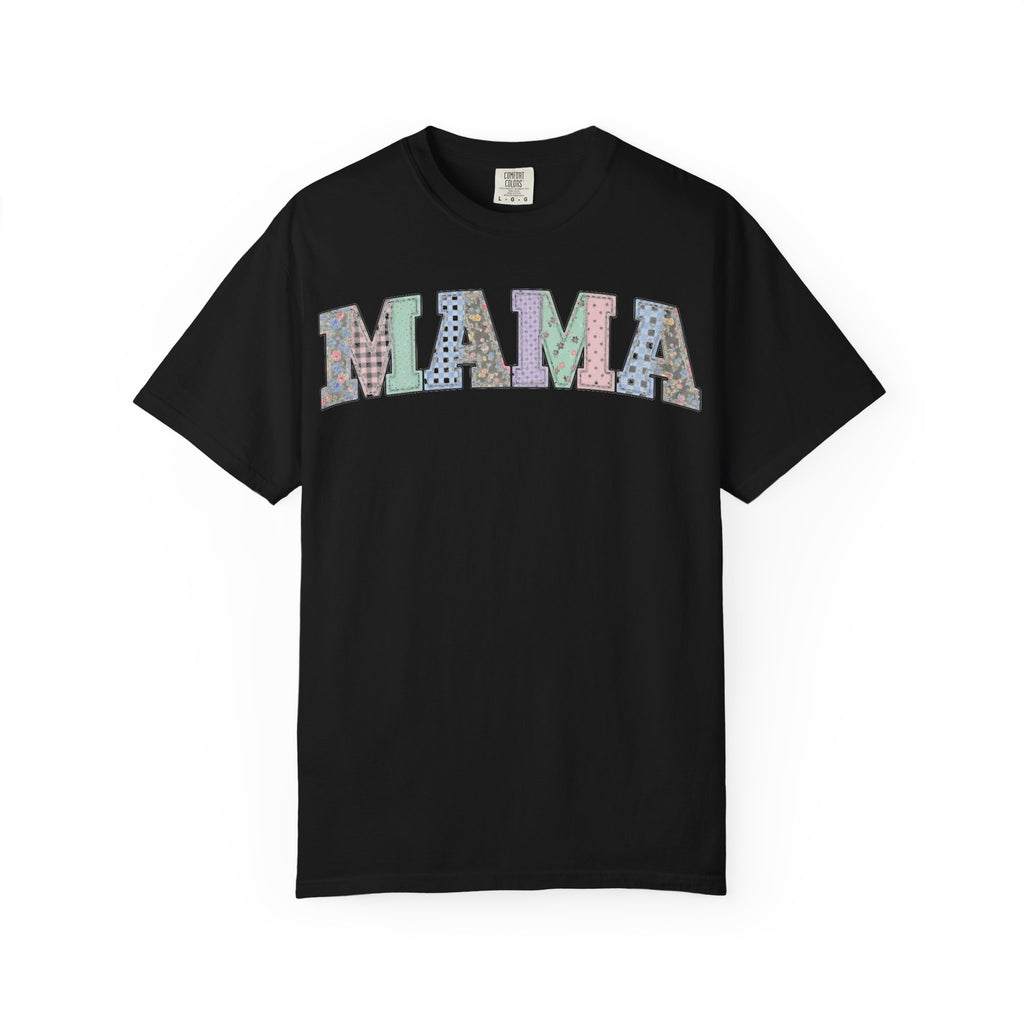 Mama Soft Patchwork Shirt, Small Pastel Applique Tee, Shabby Chic Mama Shirt, Mom Gift