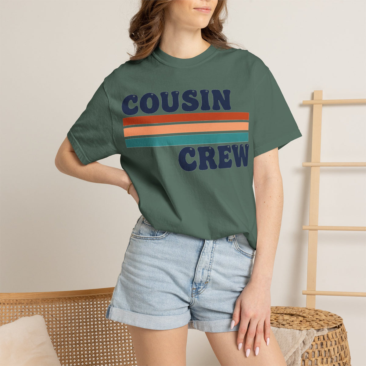 Cousin Crew Stacked Stripe Shirt, Vintage Stripe Family Tee, Matching Cousin Shirt, Reunion Gift
