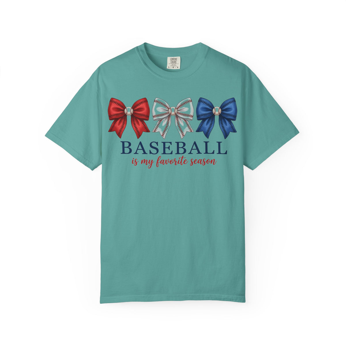 Baseball Is My Favorite Season Tee, Small Bow Trio Baseball Shirt, Coquette Sports Mom Shirt, Game Day Gift