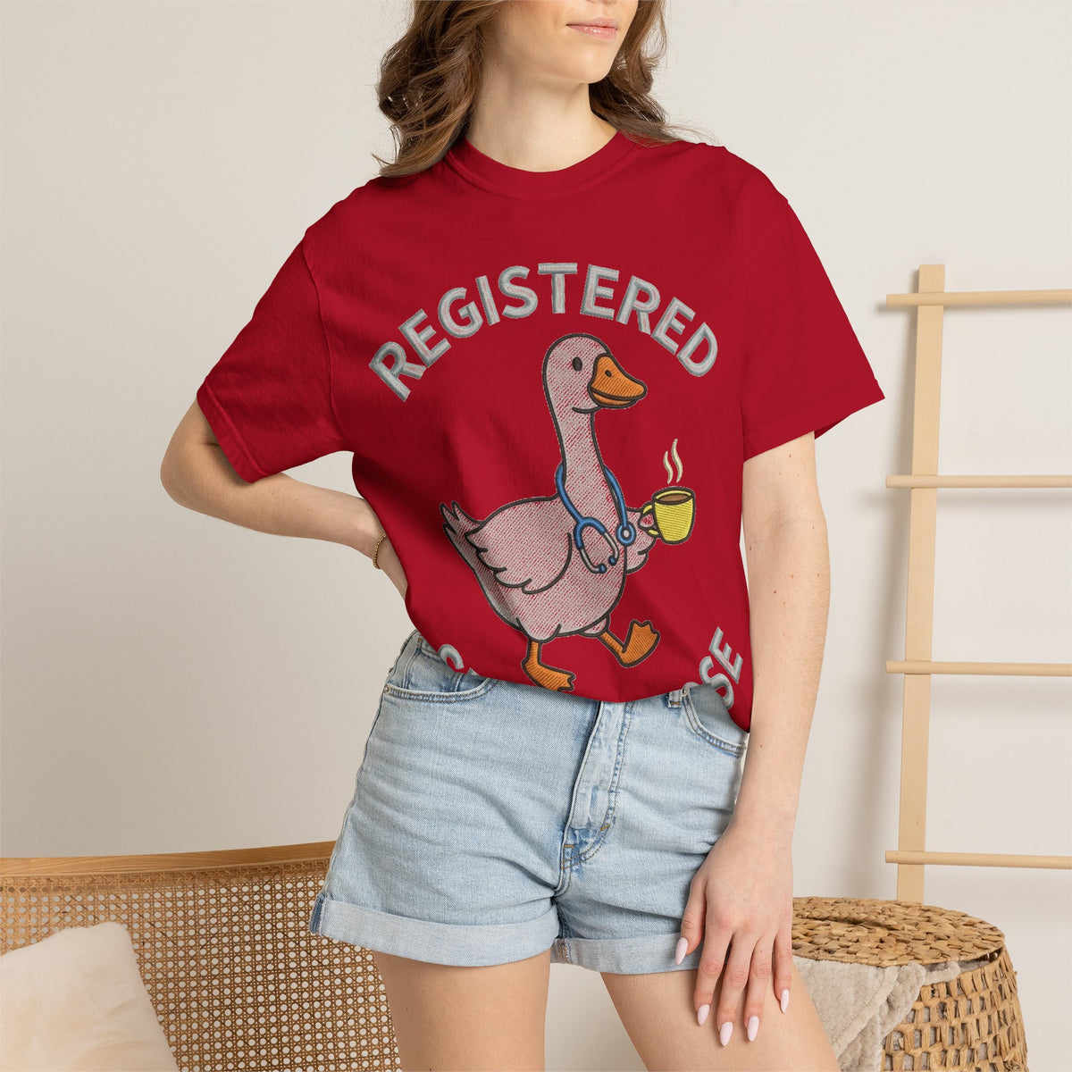 Registered Silly Goose Shirt, Faux Embroidery Nurse Goose Tee, Funny RN Shirt, Nurse Gift