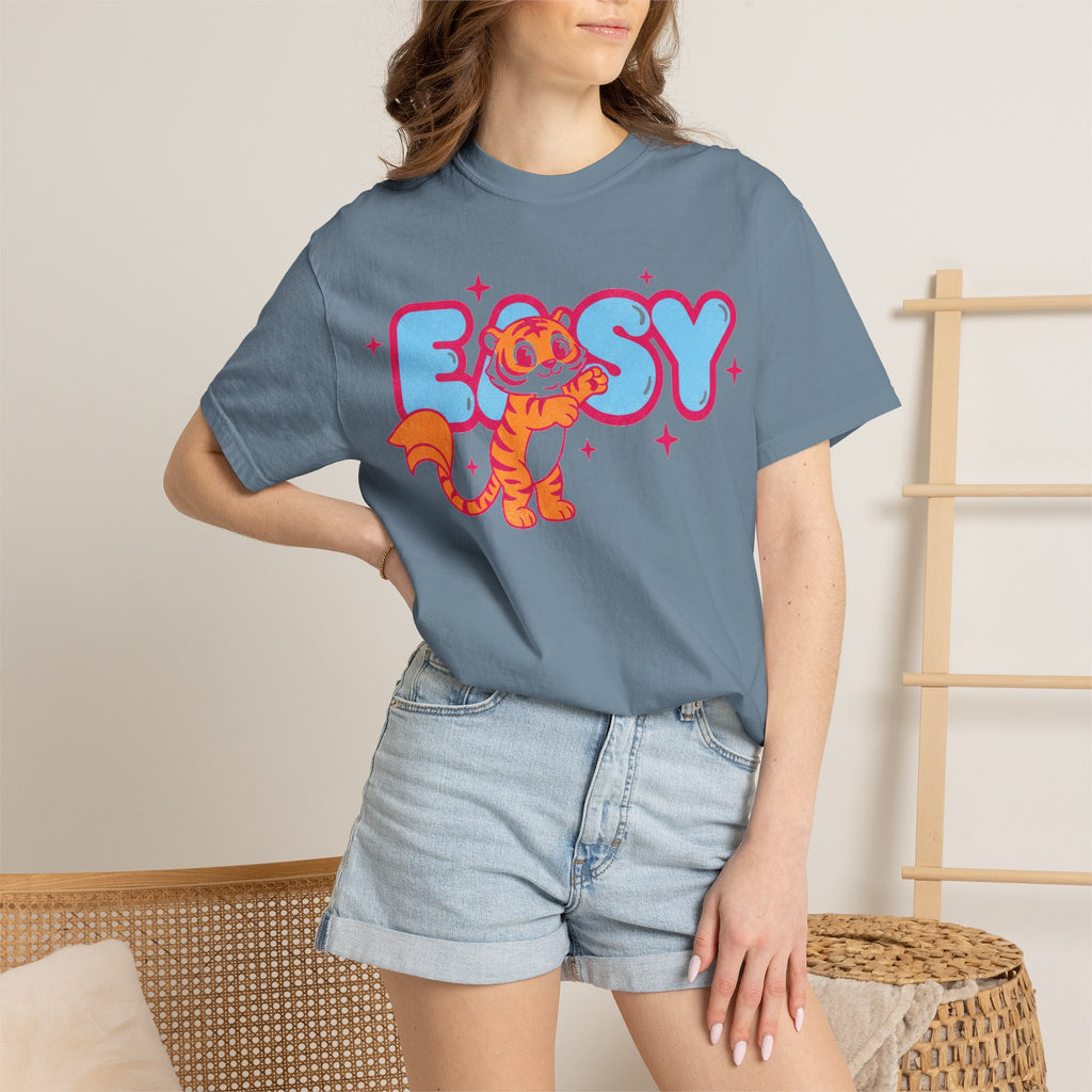 Easy Tiger Centre Cub Shirt, Y2K Retro Bubble Tiger Tee, Pink Sparkle Shirt, Funny Flirty Gift