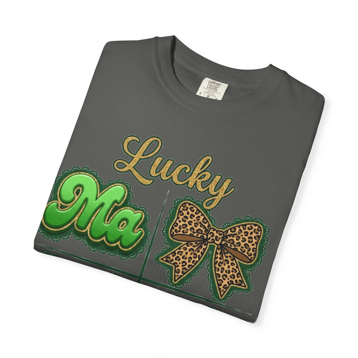 Lucky Mama Shirt, St Patricks Day Leopard Bow Tee, Green Glitter Mama Shirt, Irish Mom Gift
