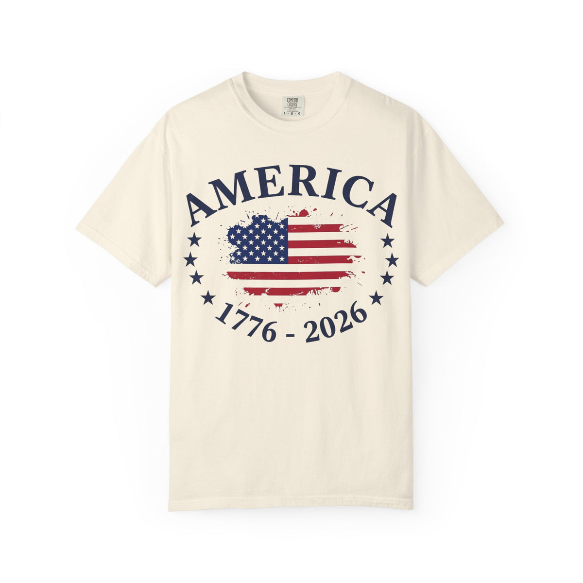 America 1776 2026 Wide Flag Shirt, Patriotic Star Border Tee, Distressed USA Flag Shirt, July 4th Gift