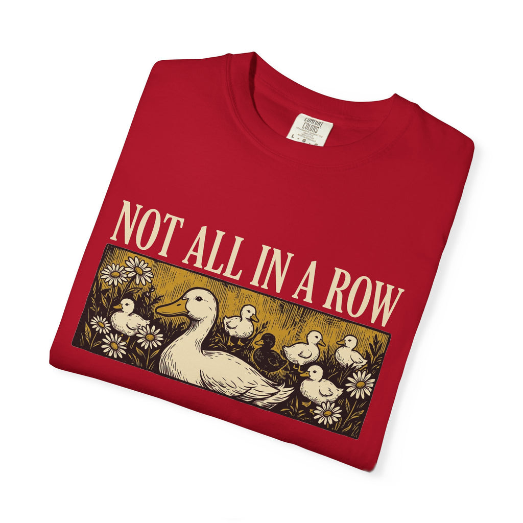 Not All In A Row Gold Panel Shirt, Woodcut Duck Family Tee, Folk Art Duck Shirt, Funny Gift