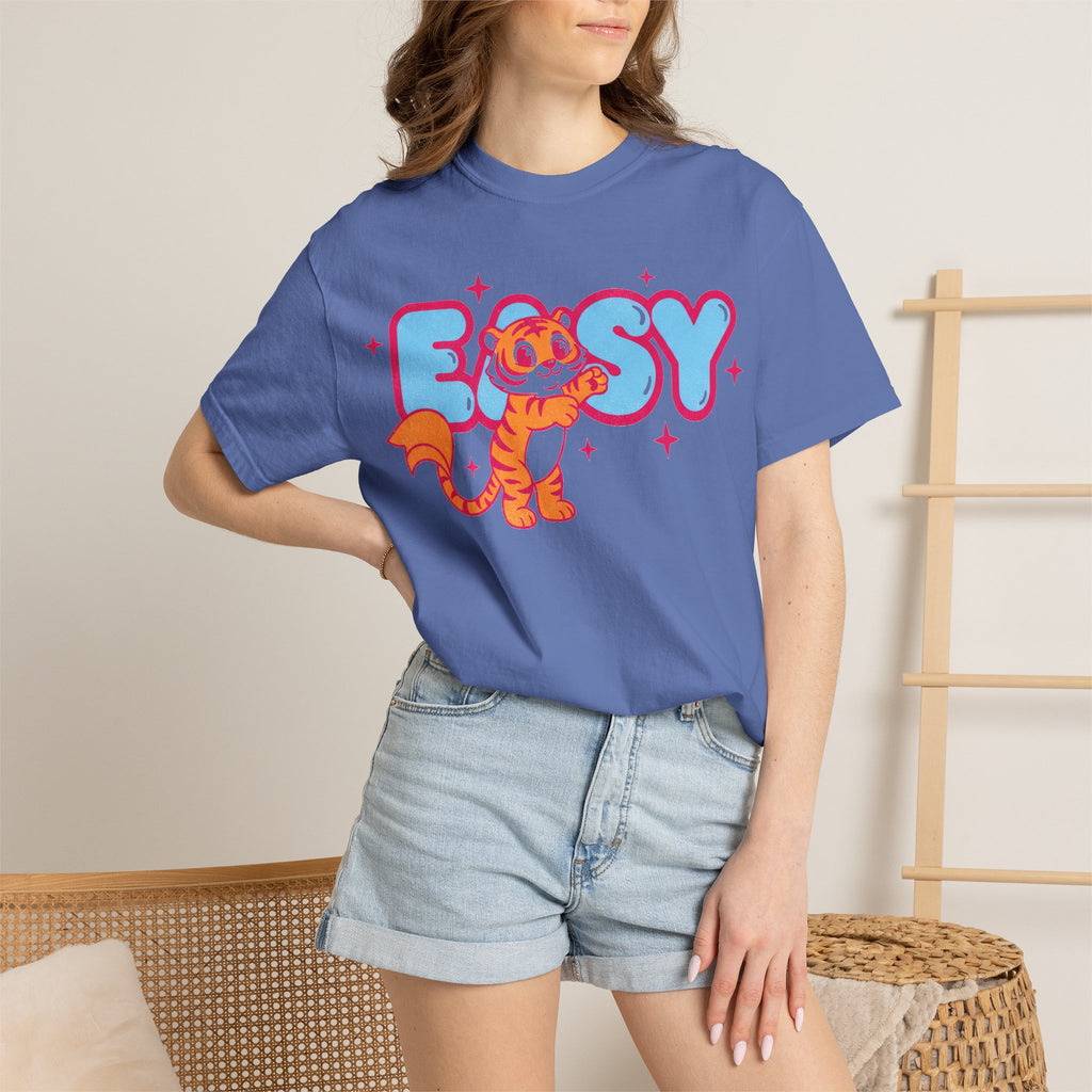 Easy Tiger Centre Cub Shirt, Y2K Retro Bubble Tiger Tee, Pink Sparkle Shirt, Funny Flirty Gift