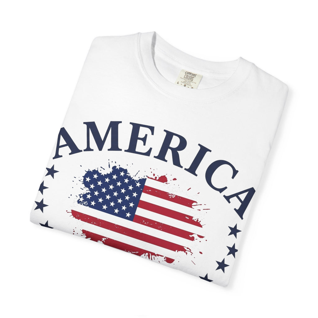 America 1776 2026 Wide Flag Shirt, Patriotic Star Border Tee, Distressed USA Flag Shirt, July 4th Gift