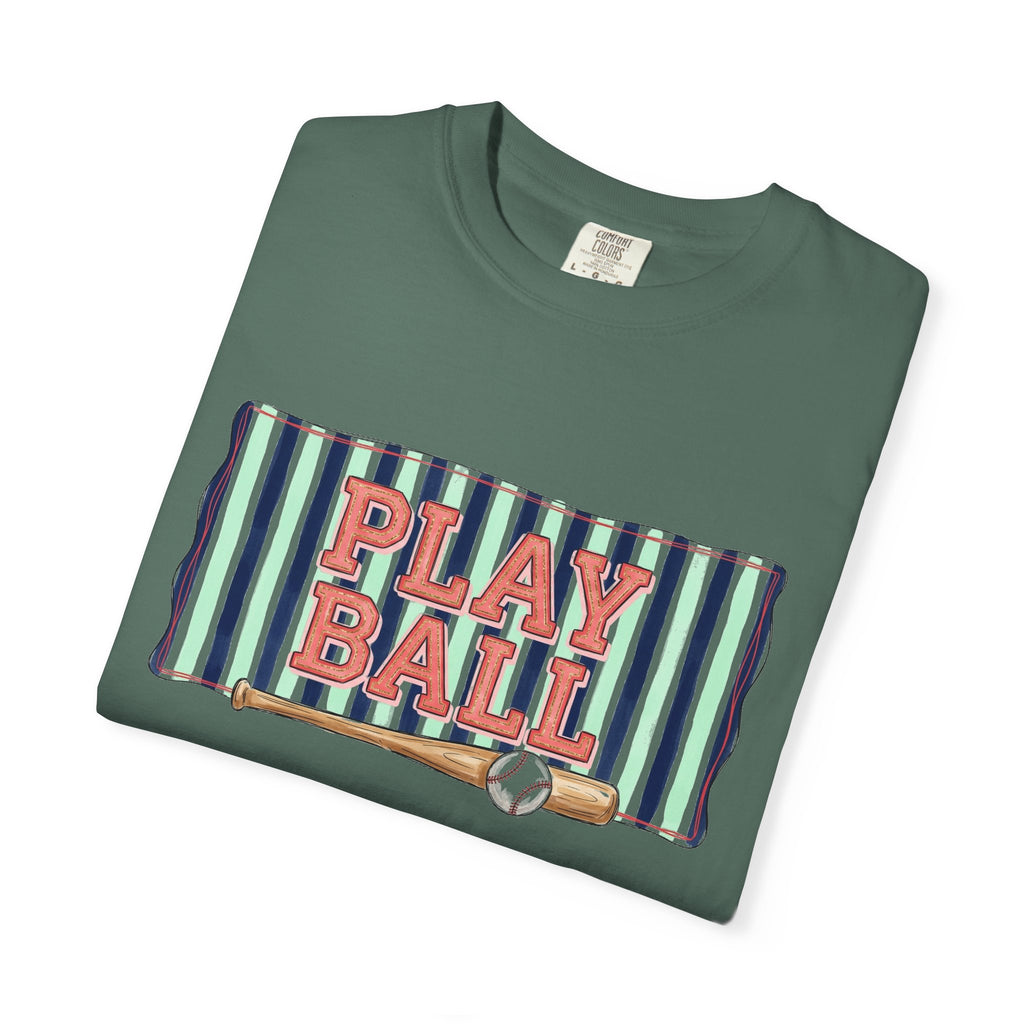 Play Ball Wide Stripe Shirt, Baseball Bat And Ball Tee, Vintage Game Day Shirt, Baseball Mom Gift