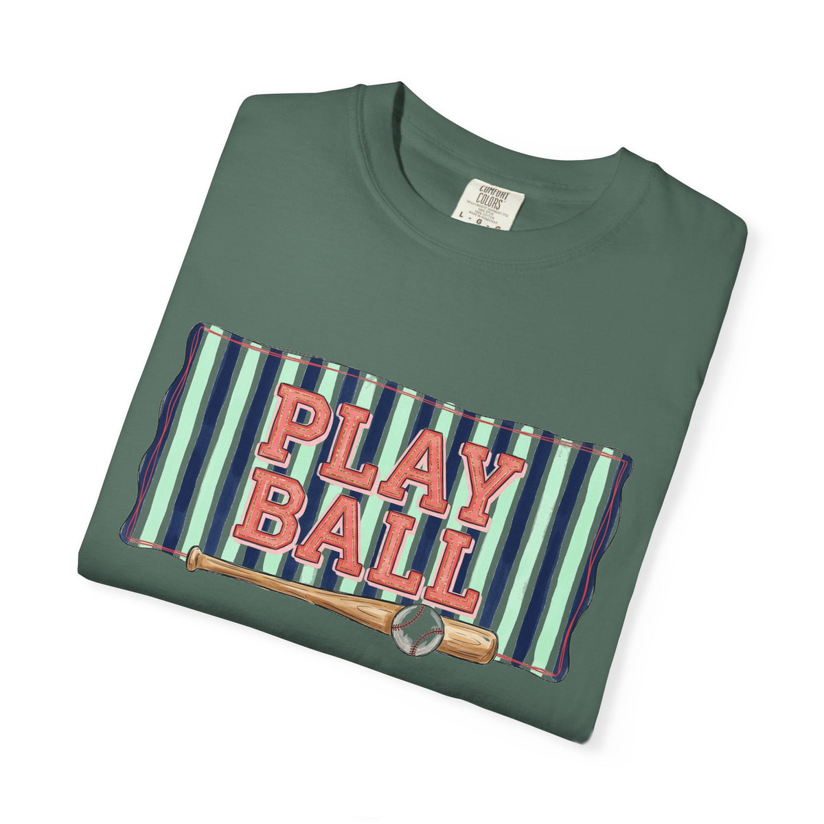 Play Ball Wide Stripe Shirt, Baseball Bat And Ball Tee, Vintage Game Day Shirt, Baseball Mom Gift