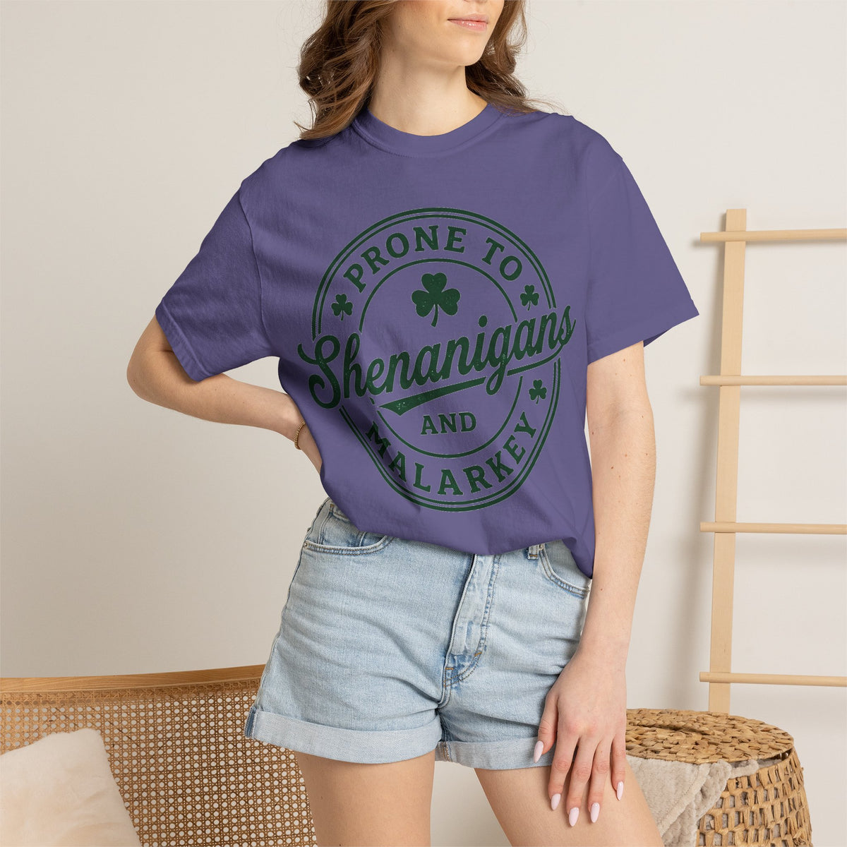 Prone To Shenanigans And Malarkey Shirt, St Patricks Day Badge Tee, Funny Irish Shirt, Paddys Day Gift