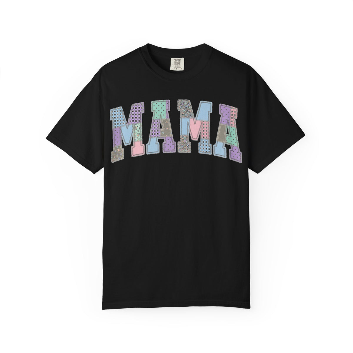 Mama Patchwork Shirt, Pastel Faux Applique Varsity Tee, Shabby Chic Mom Shirt, Mothers Day Gift