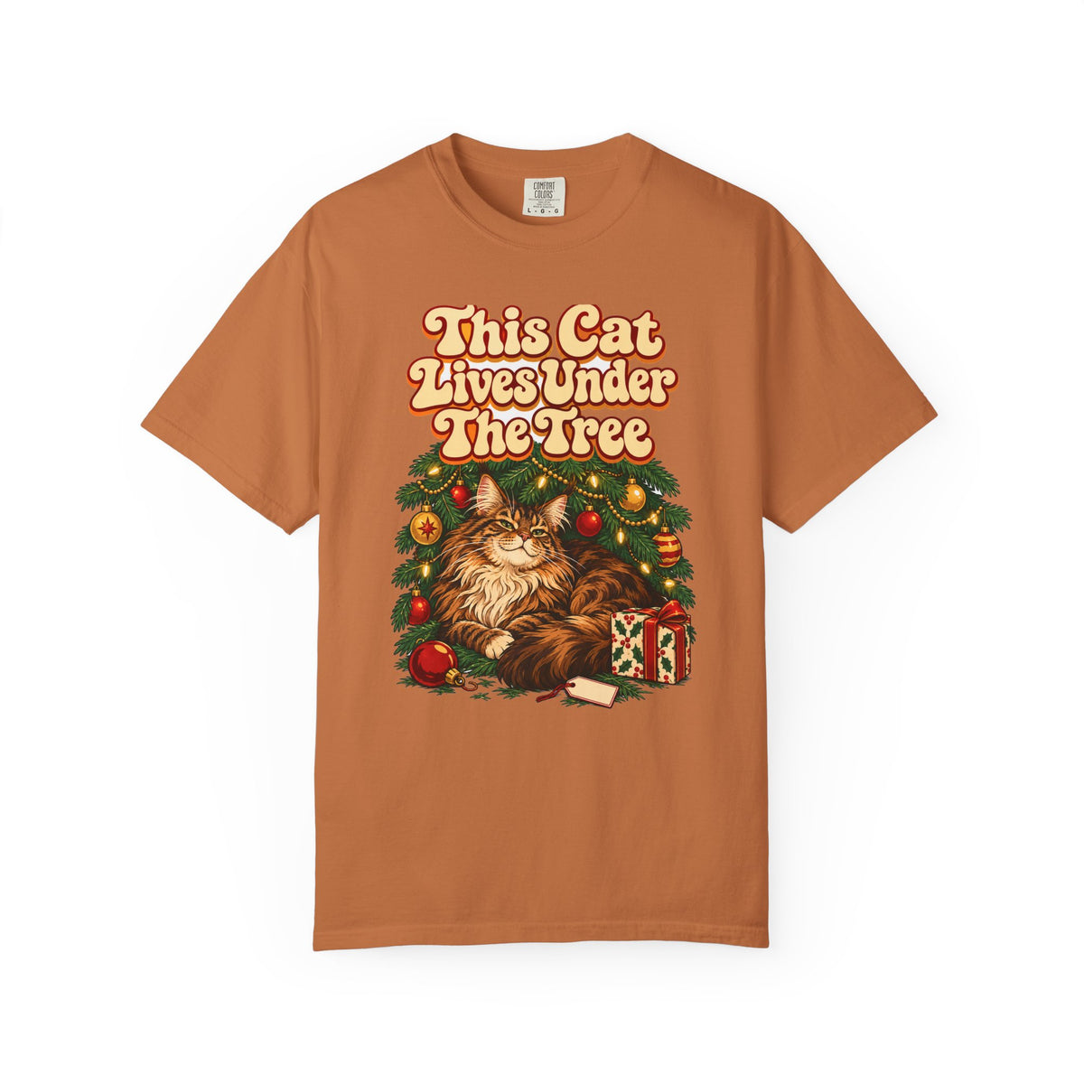 Funny Christmas Cat Shirt This Cat Lives Under The Tree Shirt, Funny Holiday Gift Shirt, Christmas Gift Idea