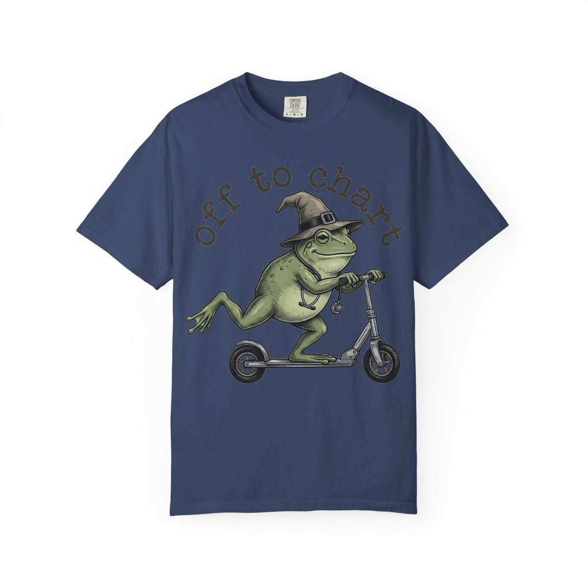 Off To Chart Etched Frog Shirt, Vintage Nurse Frog Scooter Tee, Charting Humor Shirt, RN Gift