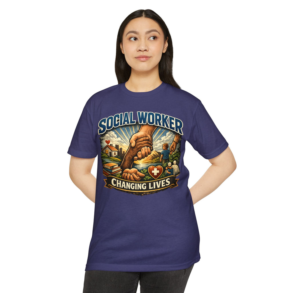 Social Worker T-Shirt — "Changing Lives" Graphic Tee for Caregivers & Advocates