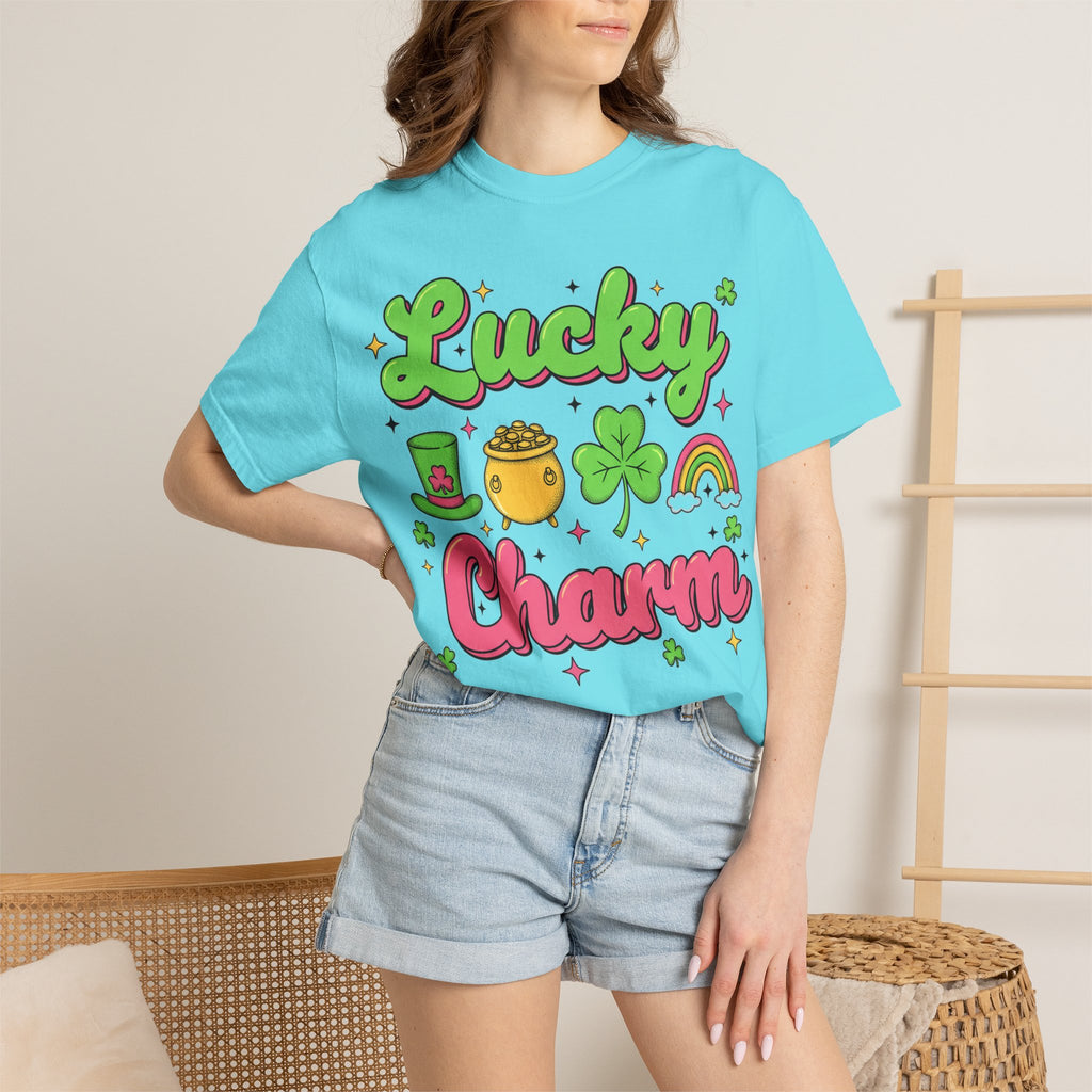 Lucky Charm Pink Shirt, Groovy St Patricks Day Tee, Rainbow Clover Shirt, Irish Gift