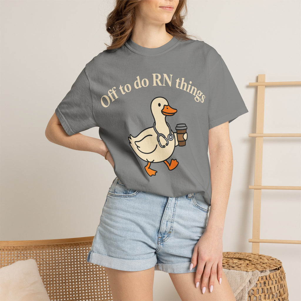 Off To Do RN Things Shirt, Funny Nurse Duck Coffee Tee, Stethoscope Duck Shirt, Nurse Gift