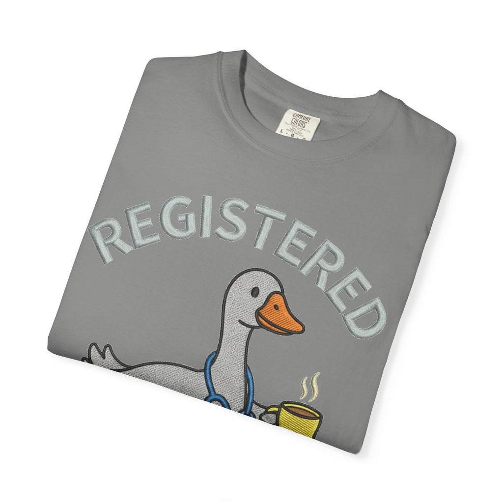 Registered Silly Goose Shirt, Faux Embroidery Nurse Goose Tee, Funny RN Shirt, Nurse Gift