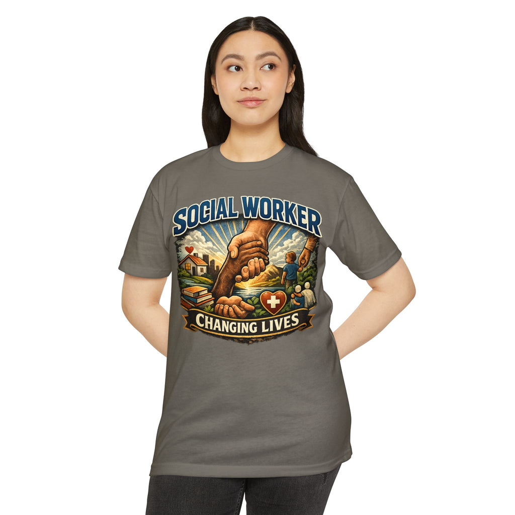 Social Worker T-Shirt — "Changing Lives" Graphic Tee for Caregivers & Advocates