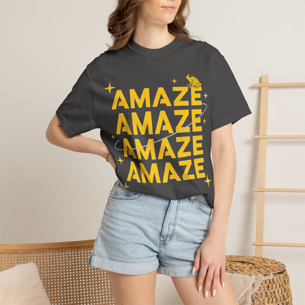Amaze Amaze Amaze Amaze Shirt, Four Line Retro Type Tee, Frog Sparkle Graphic Shirt, Trendy Gift