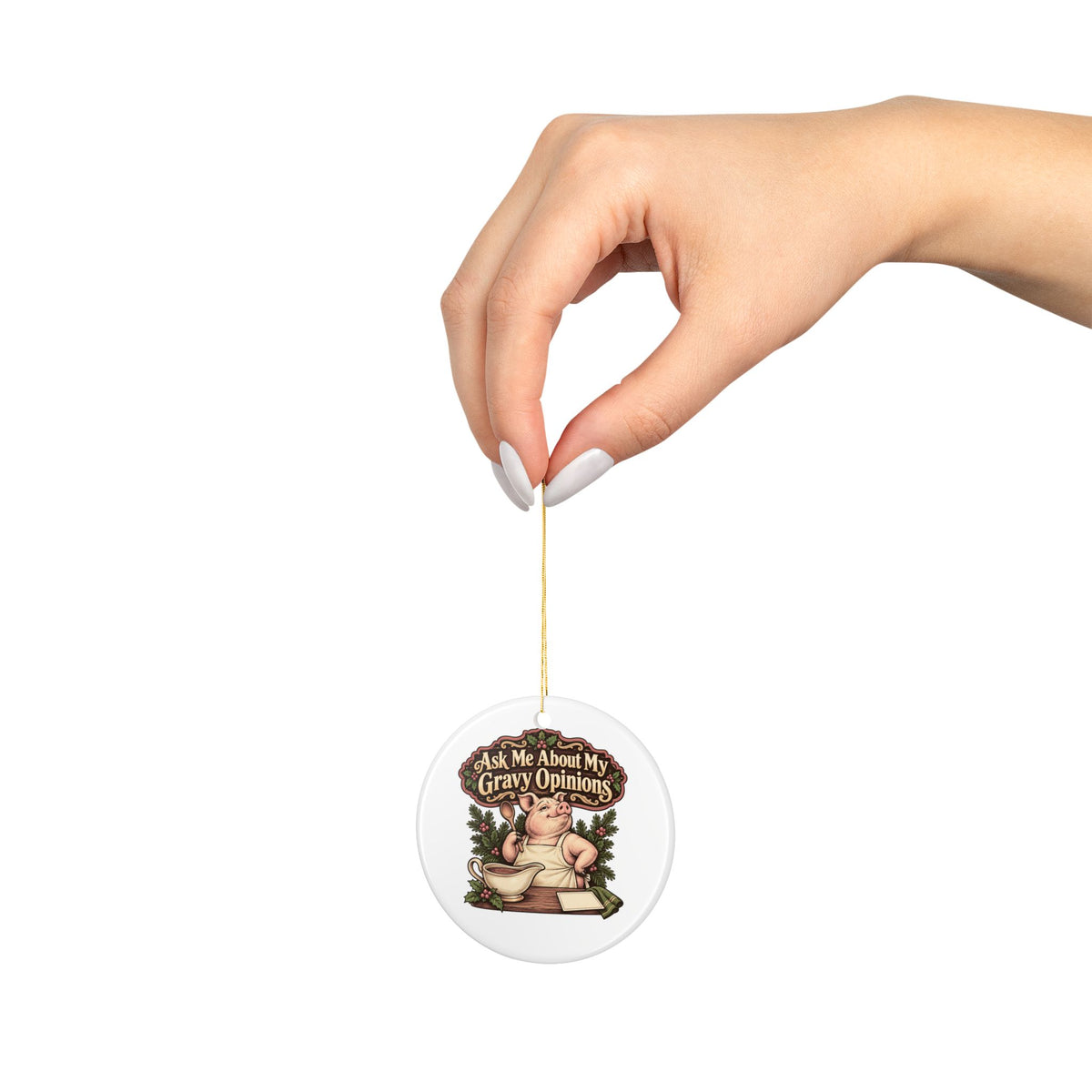 Ask Me About My Gravy Opinions Ornament, Funny Dad Christmas Gift, Secret Santa Stocking Stuffer, Ceramic Christmas Ornament 2026