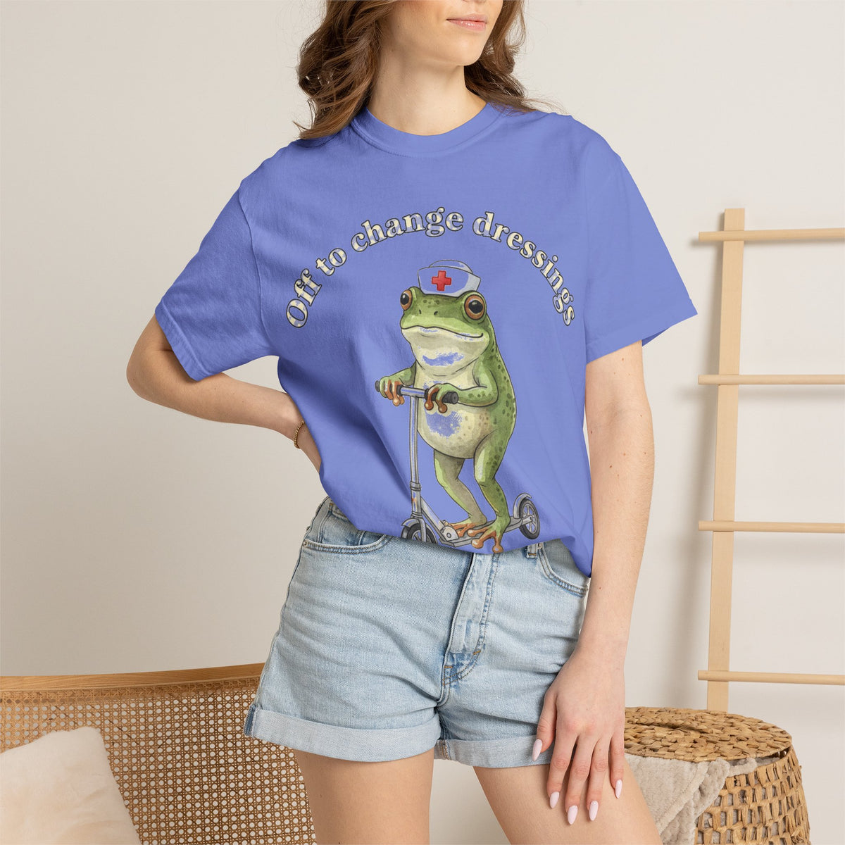 Off To Change Dressings Shirt, Funny Nurse Frog Scooter Tee, Wound Care Nurse Shirt, RN Gift