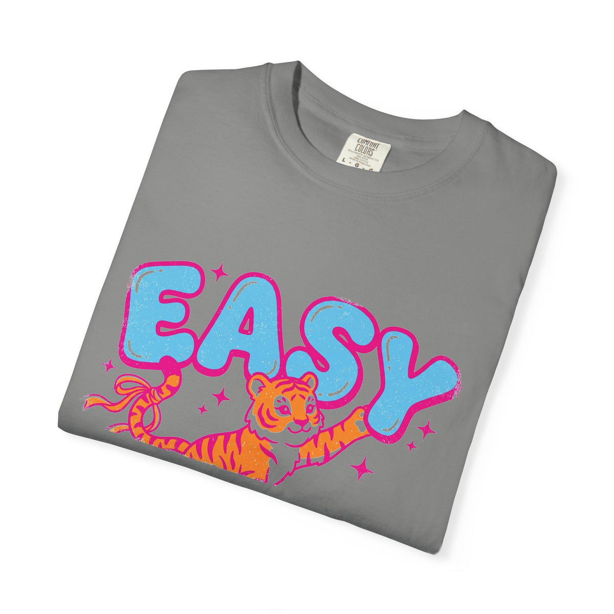 Easy Tiger Shirt, Y2K Bubble Letter Tiger Tee, Pink And Blue Retro Shirt, Funny Flirty Gift
