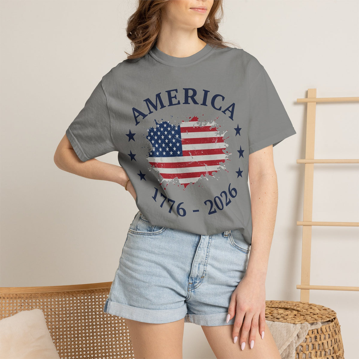 America 1776 2026 Shirt, Distressed Flag Oval Tee, Patriotic 250th Anniversary Shirt, Fourth Of July Gift