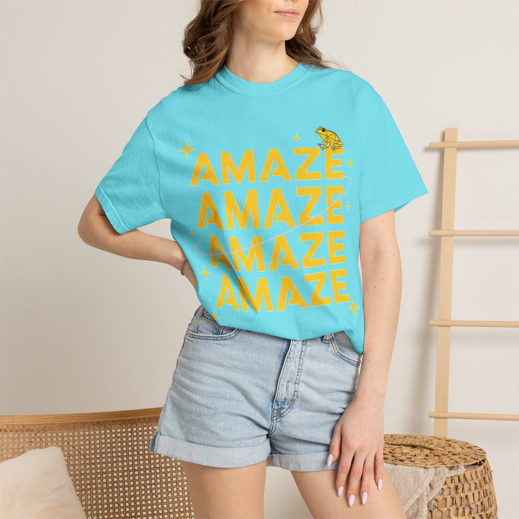 Amaze Amaze Amaze Amaze Shirt, Four Line Retro Type Tee, Frog Sparkle Graphic Shirt, Trendy Gift