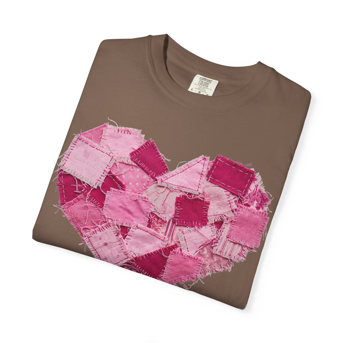 Scrappy Patchwork Heart Shirt, Frayed Quilt Valentine Tee, Cottagecore Heart Shirt, Quilter Gift