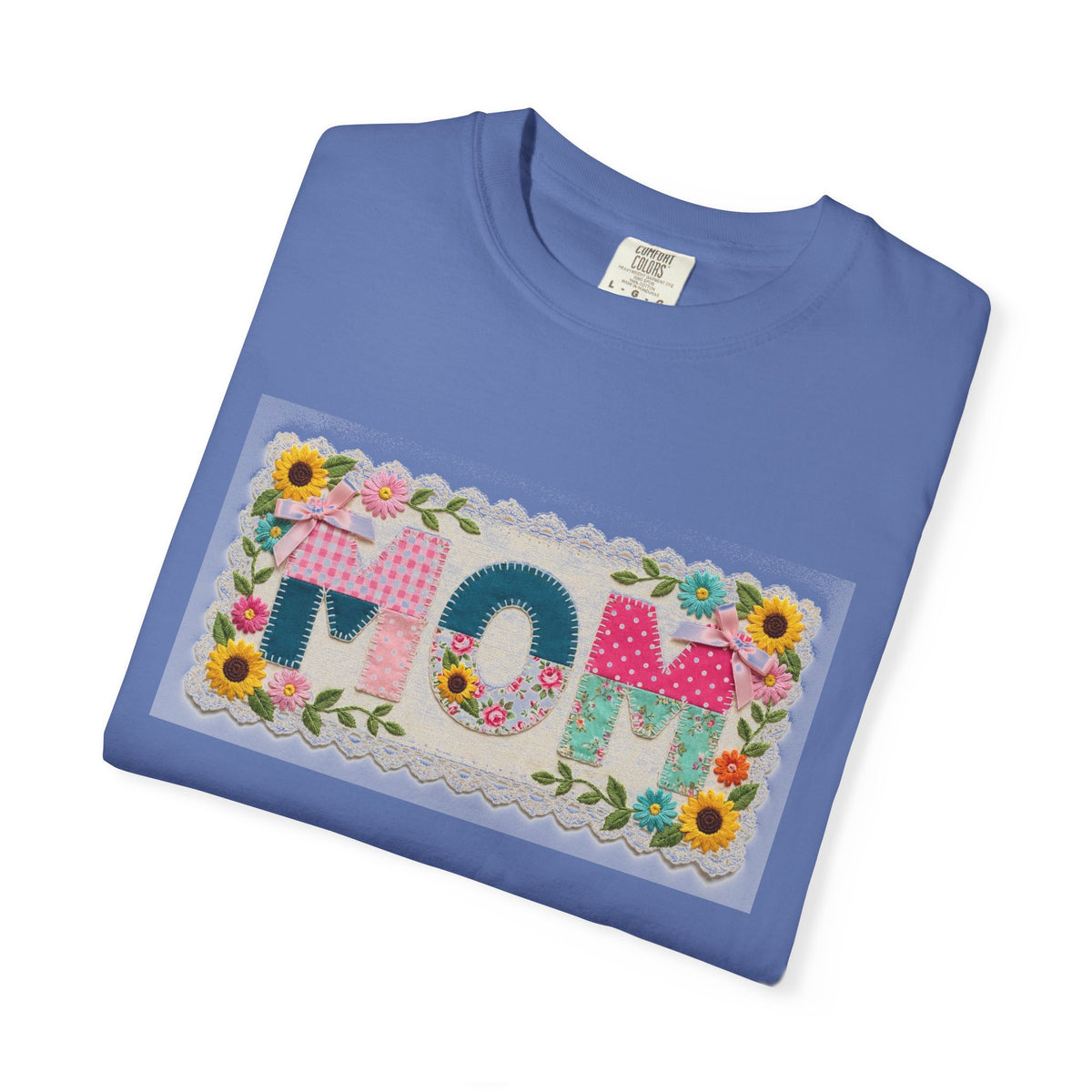 Mom Floral Applique Shirt, Faux Embroidery Sunflower MOM Tee, Mothers Day Shirt, Mom Gift