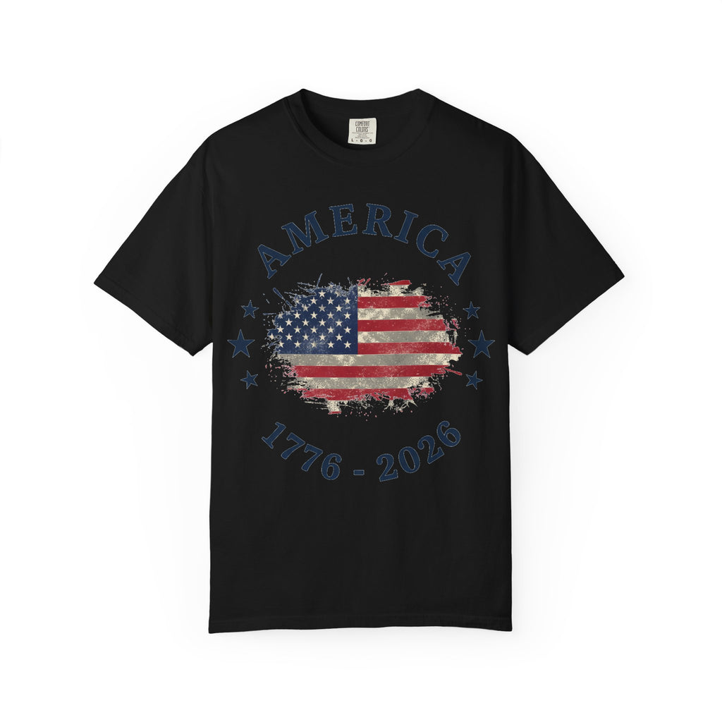 America 1776 2026 Arched Shirt, Vintage Flag Splash Tee, Patriotic Americana Shirt, Independence Day Gift