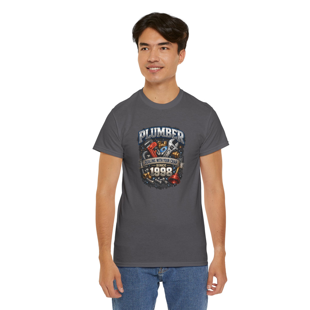 Plumber Since 1998 T-Shirt – “Dealing With Your Crap” Vintage Tool Graphic Tee