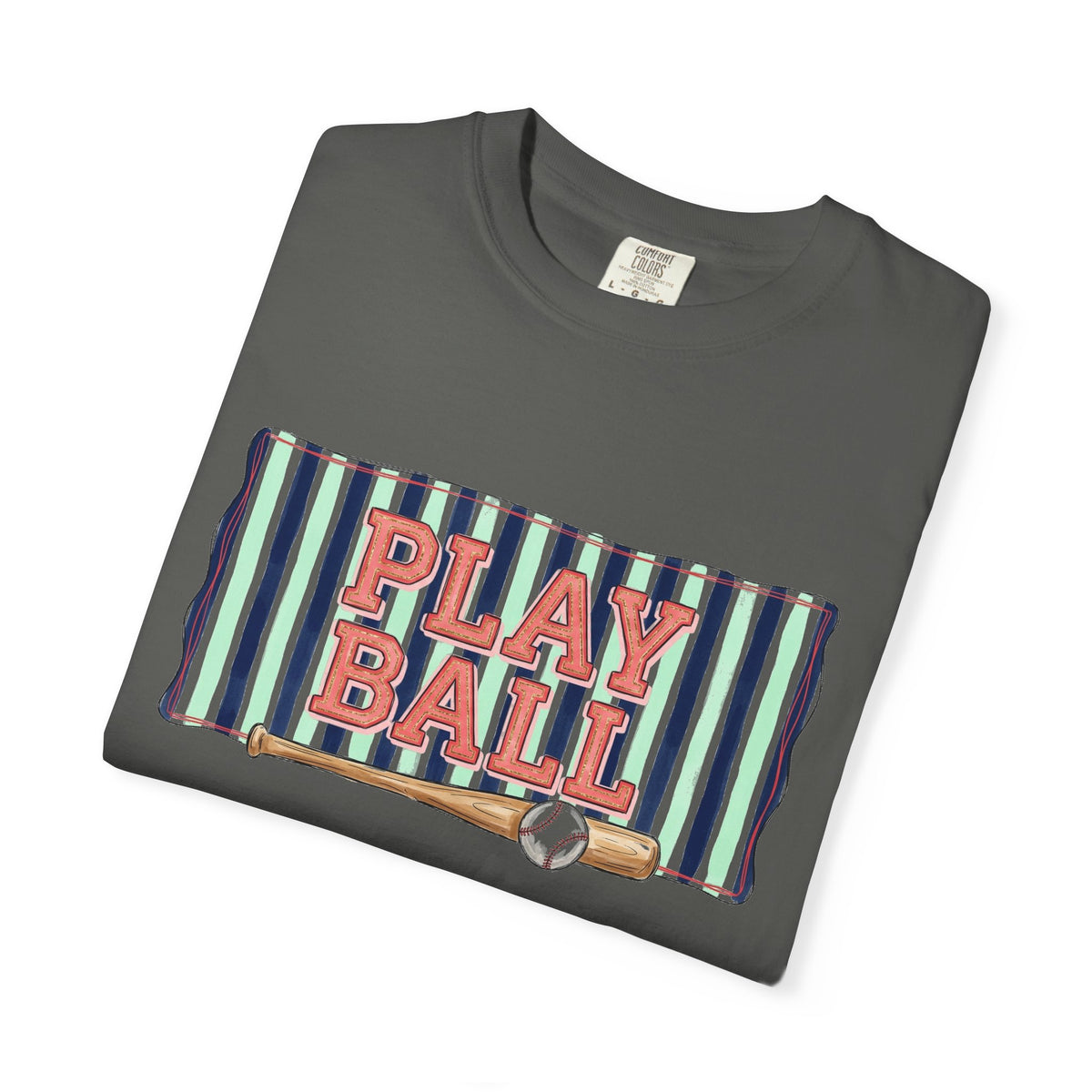 Play Ball Wide Stripe Shirt, Baseball Bat And Ball Tee, Vintage Game Day Shirt, Baseball Mom Gift